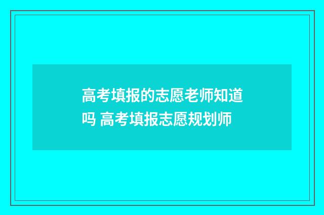 高考填报的志愿老师知道吗 高考填报志愿规划师