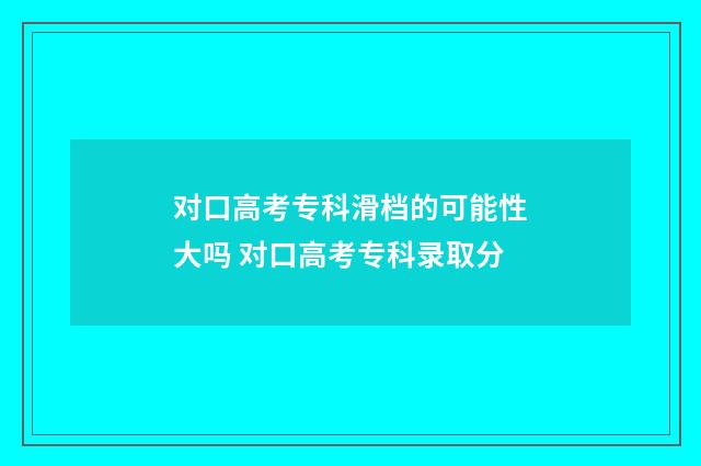 对口高考专科滑档的可能性大吗 对口高考专科录取分