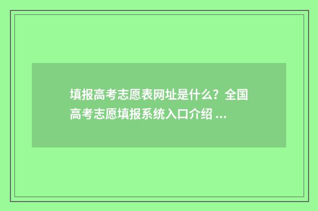 填报高考志愿表网址是什么？全国高考志愿填报系统入口介绍 填报高考志愿表格怎么有演连两个字