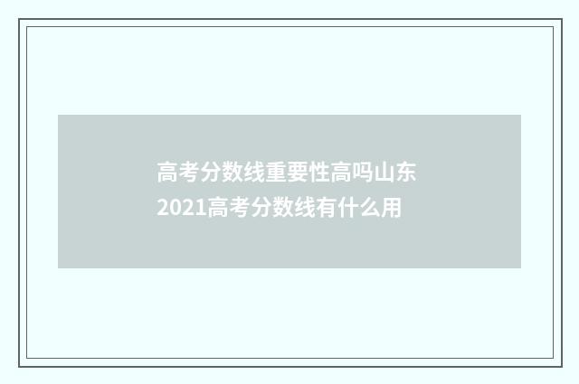高考分数线重要性高吗山东 2021高考分数线有什么用