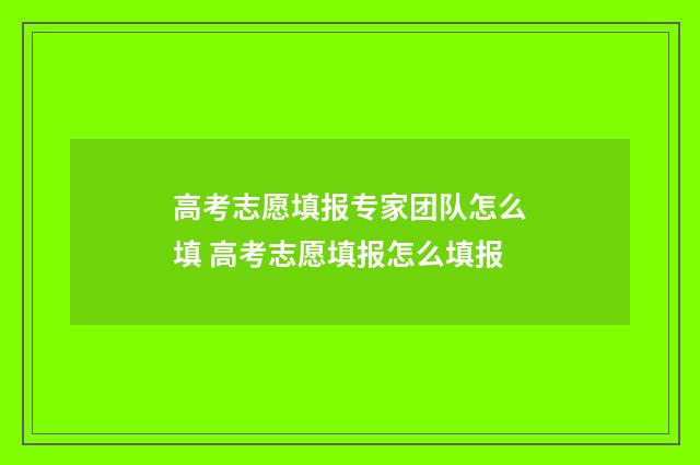高考志愿填报专家团队怎么填 高考志愿填报怎么填报