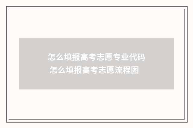 怎么填报高考志愿专业代码 怎么填报高考志愿流程图