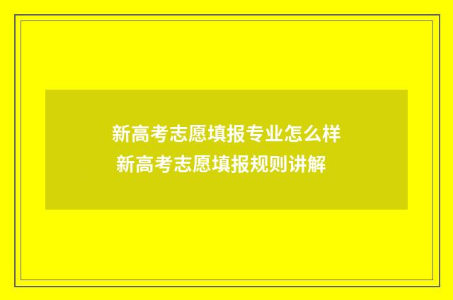 新高考志愿填报专业怎么样 新高考志愿填报规则讲解