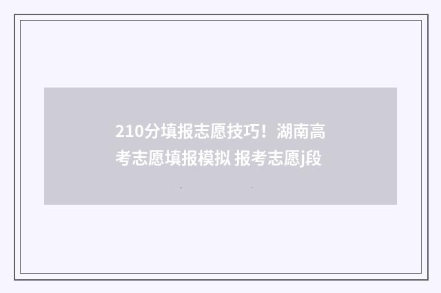 210分填报志愿技巧！湖南高考志愿填报模拟 报考志愿j段