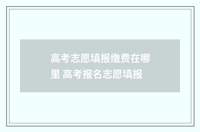高考志愿填报缴费在哪里 高考报名志愿填报