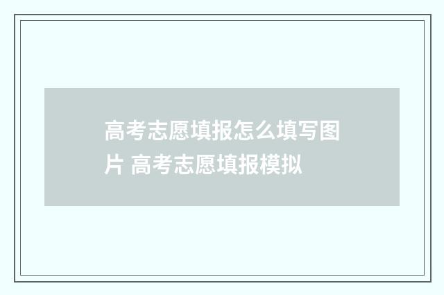 高考志愿填报怎么填写图片 高考志愿填报模拟