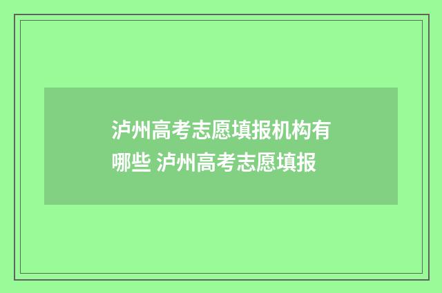 泸州高考志愿填报机构有哪些 泸州高考志愿填报