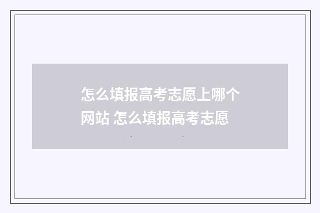 怎么填报高考志愿上哪个网站 怎么填报高考志愿