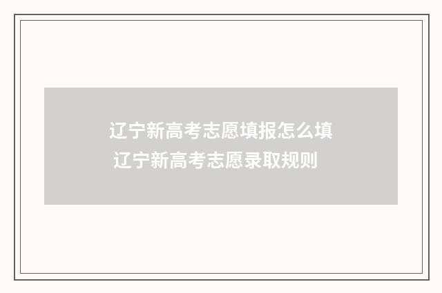 辽宁新高考志愿填报怎么填 辽宁新高考志愿录取规则