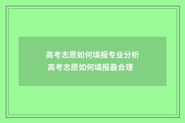 高考志愿如何填报专业分析 高考志愿如何填报最合理