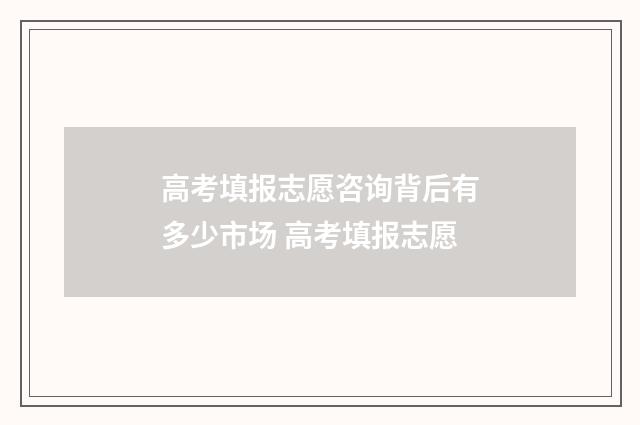 高考填报志愿咨询背后有多少市场 高考填报志愿