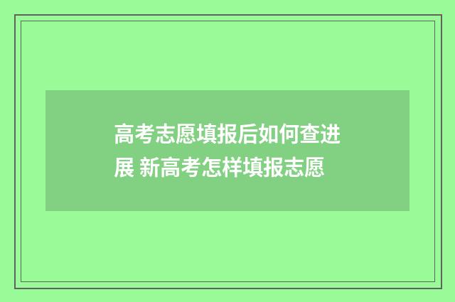 高考志愿填报后如何查进展 新高考怎样填报志愿