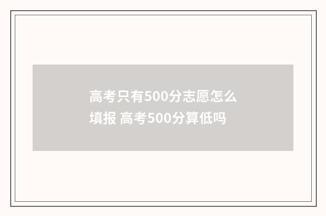 高考只有500分志愿怎么填报 高考500分算低吗