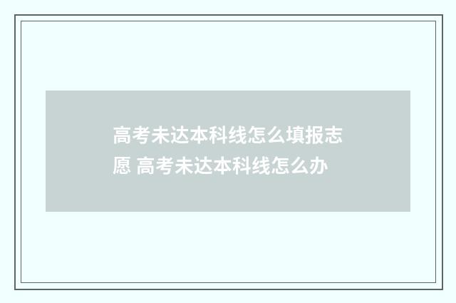 高考未达本科线怎么填报志愿 高考未达本科线怎么办