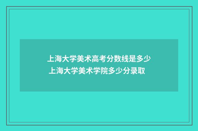 上海大学美术高考分数线是多少 上海大学美术学院多少分录取