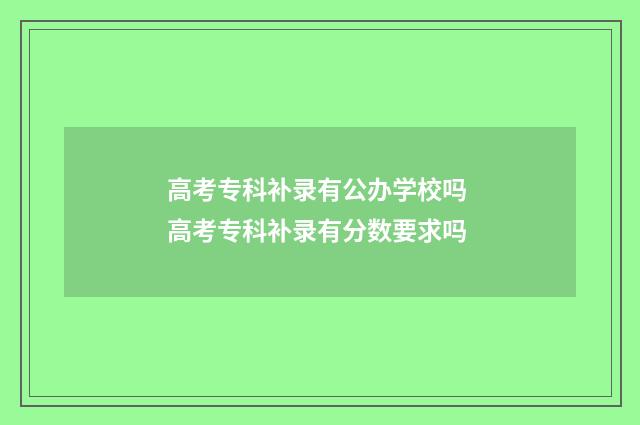 高考专科补录有公办学校吗 高考专科补录有分数要求吗