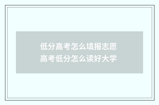 低分高考怎么填报志愿 高考低分怎么读好大学
