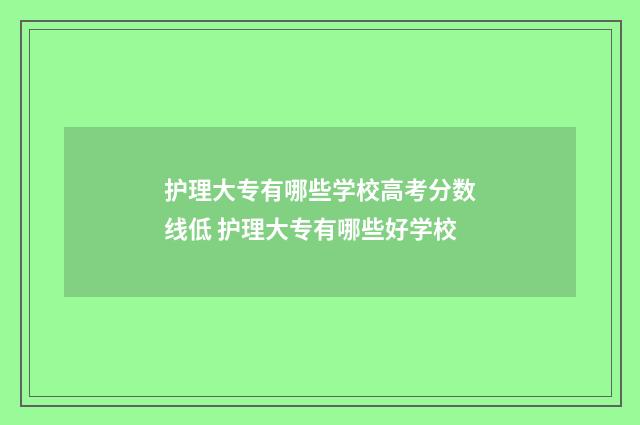 护理大专有哪些学校高考分数线低 护理大专有哪些好学校