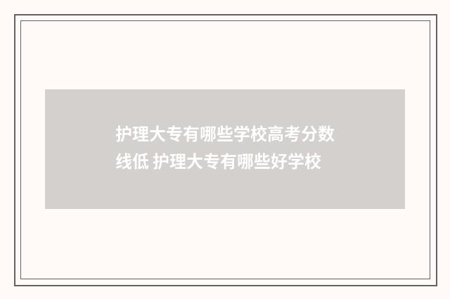 护理大专有哪些学校高考分数线低 护理大专有哪些好学校