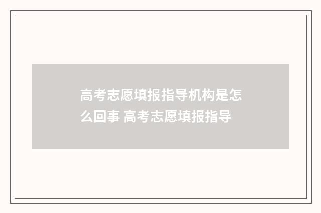 高考志愿填报指导机构是怎么回事 高考志愿填报指导