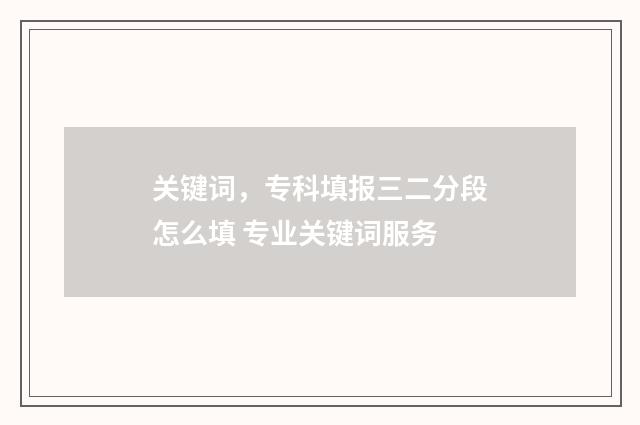 关键词，专科填报三二分段怎么填 专业关键词服务