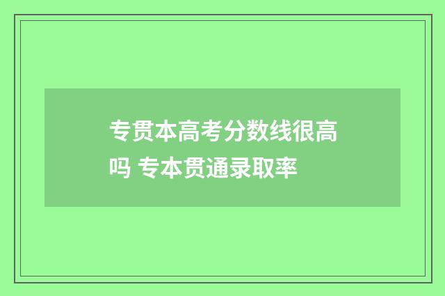 专贯本高考分数线很高吗 专本贯通录取率