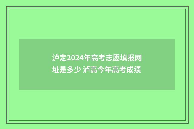 泸定2024年高考志愿填报网址是多少 泸高今年高考成绩