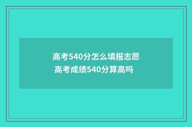 高考540分怎么填报志愿 高考成绩540分算高吗