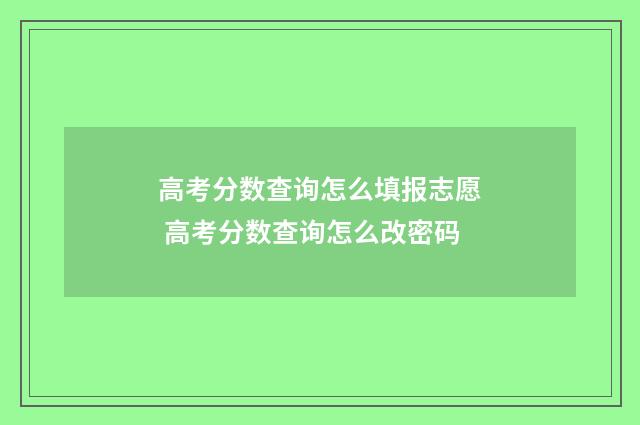 高考分数查询怎么填报志愿 高考分数查询怎么改密码