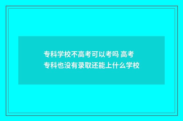 专科学校不高考可以考吗 高考专科也没有录取还能上什么学校
