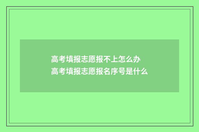 高考填报志愿报不上怎么办 高考填报志愿报名序号是什么