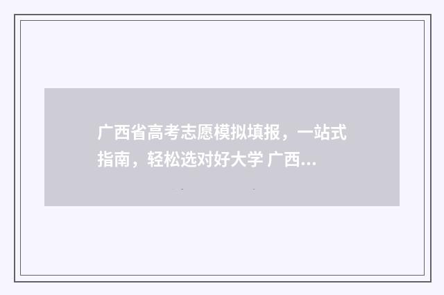 广西省高考志愿模拟填报，一站式指南，轻松选对好大学 广西省高考志愿填报系统