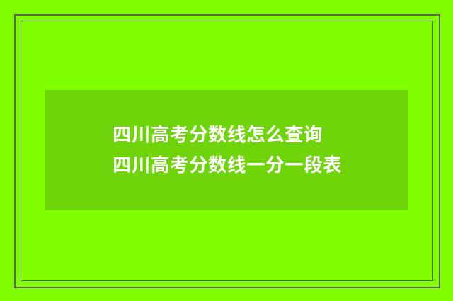 四川高考分数线怎么查询 四川高考分数线一分一段表