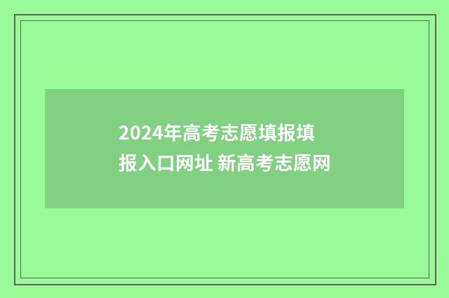 2024年高考志愿填报填报入口网址 新高考志愿网