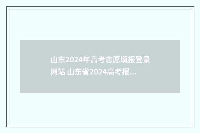 山东2024年高考志愿填报登录网站 山东省2024高考报名网站入口官网