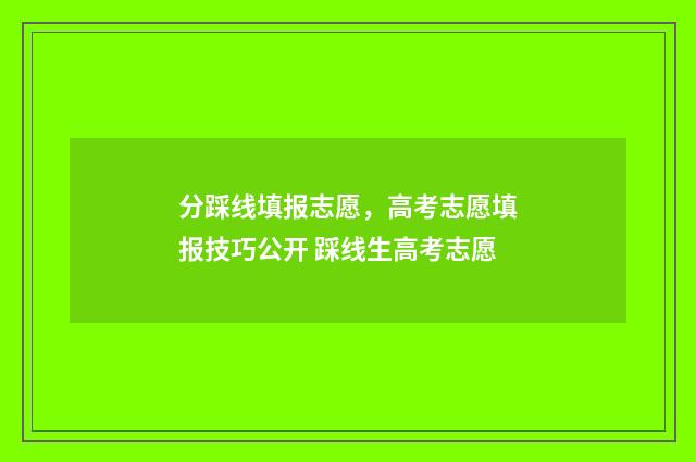 分踩线填报志愿,高考志愿填报技巧公开 踩线生高考志愿