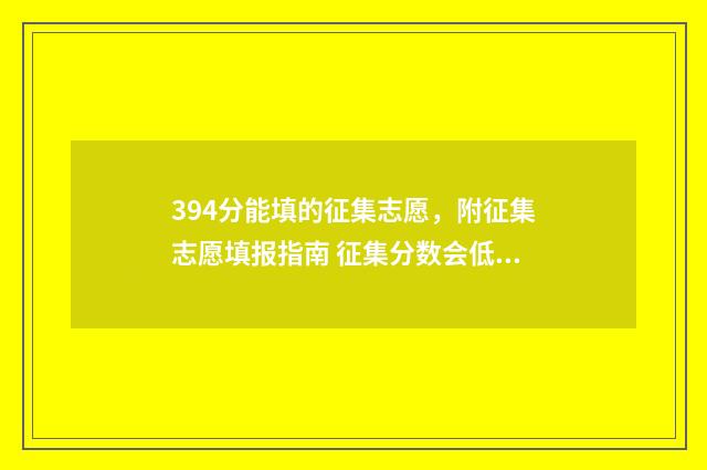 394分能填的征集志愿，附征集志愿填报指南 征集分数会低于最低投档线吗