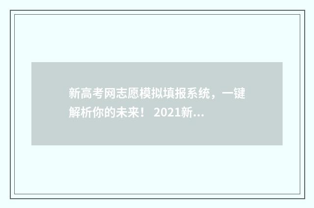 新高考网志愿模拟填报系统，一键解析你的未来！ 2021新高考志愿模板