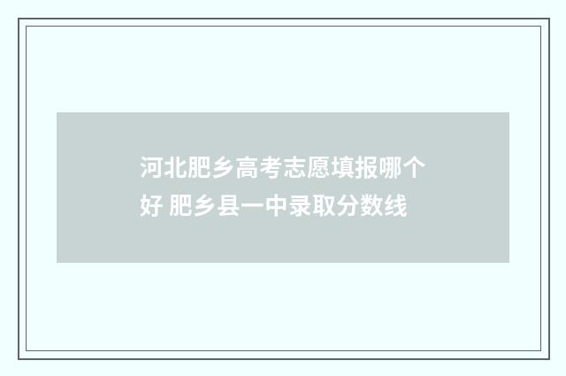 河北肥乡高考志愿填报哪个好 肥乡县一中录取分数线