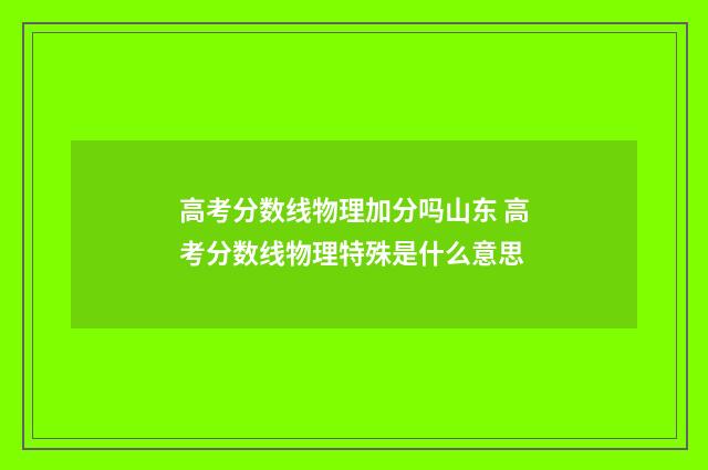 高考分数线物理加分吗山东 高考分数线物理特殊是什么意思
