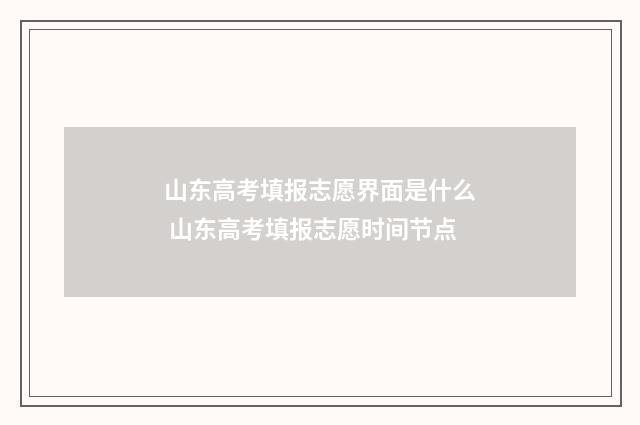 山东高考填报志愿界面是什么 山东高考填报志愿时间节点