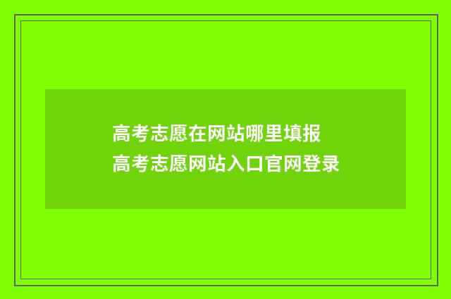 高考志愿在网站哪里填报 高考志愿网站入口官网登录