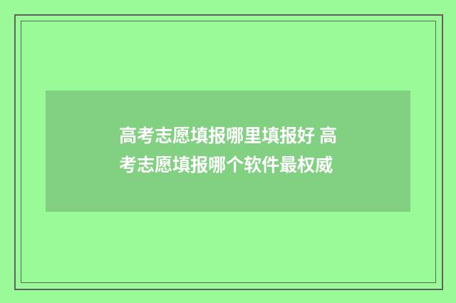 高考志愿填报哪里填报好 高考志愿填报哪个软件最权威