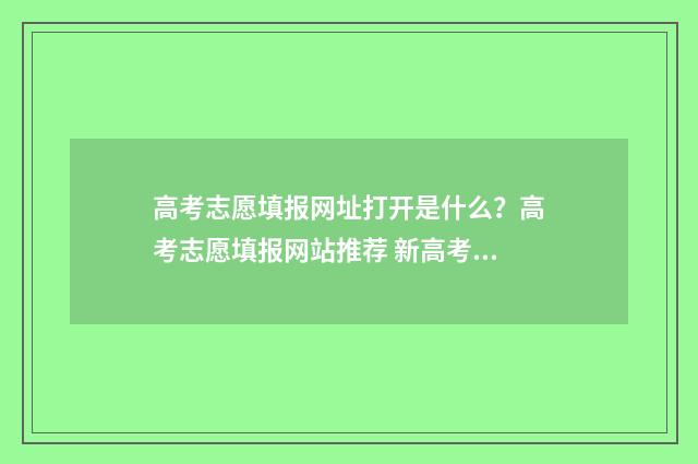 高考志愿填报网址打开是什么？高考志愿填报网站推荐 新高考志愿网