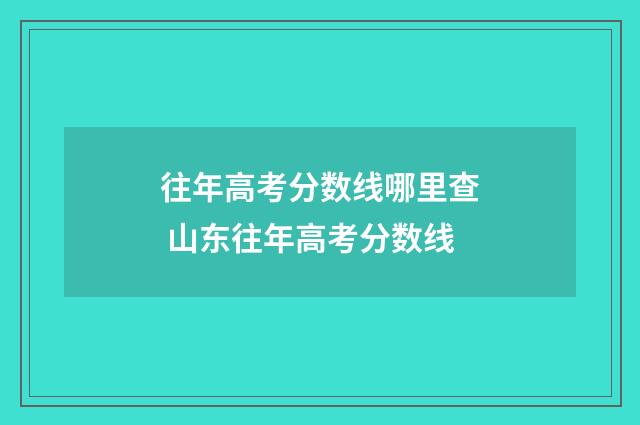 往年高考分数线哪里查 山东往年高考分数线