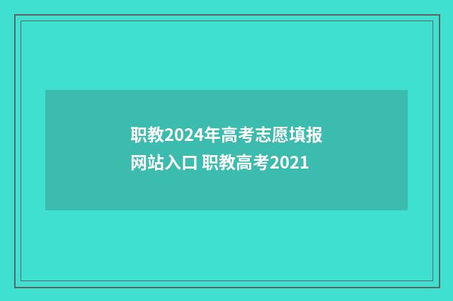 职教2024年高考志愿填报网站入口 职教高考2021