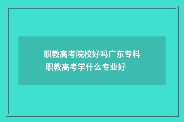 职教高考院校好吗广东专科 职教高考学什么专业好