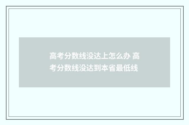 高考分数线没达上怎么办 高考分数线没达到本省最低线