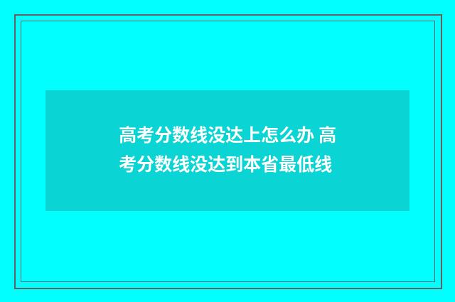 高考分数线没达上怎么办 高考分数线没达到本省最低线
