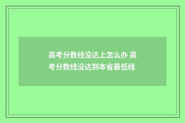 高考分数线没达上怎么办 高考分数线没达到本省最低线